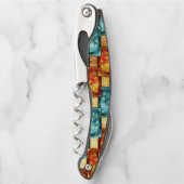 rechteckige, geschnitzte, zyanfarbene Teller Kellnermesser (Vorderseite)