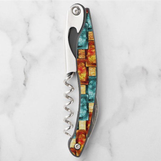 rechteckige, geschnitzte, zyanfarbene Teller Kellnermesser (Vorderseite)