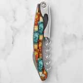 rechteckige, geschnitzte, zyanfarbene Teller Kellnermesser (Rückseite)