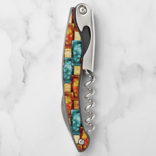 rechteckige, geschnitzte, zyanfarbene Teller Kellnermesser (Rückseite)