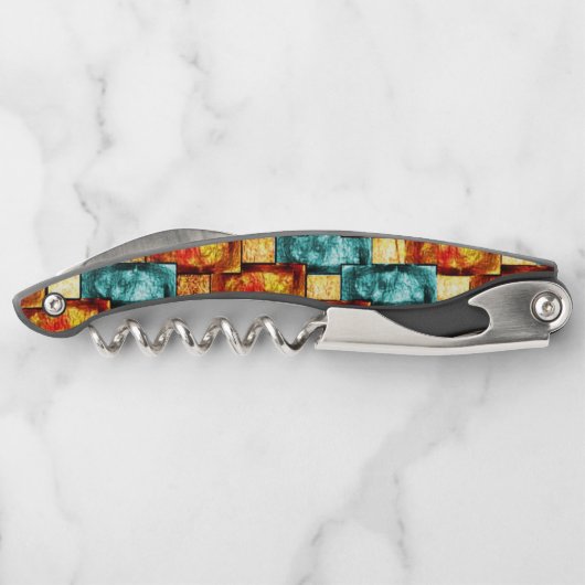 rechteckige, geschnitzte, zyanfarbene Teller Kellnermesser (Rückseite)