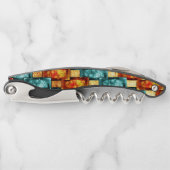 rechteckige, geschnitzte, zyanfarbene Teller Kellnermesser (Vorderseite)