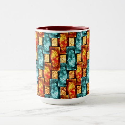 rechteckige, geschnitzte, zyanfarbene Teller Tasse (Zentrum)