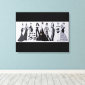 Rechteckige Leinwand Blk & Wht Fashion Print (Insitu (Holzboden))