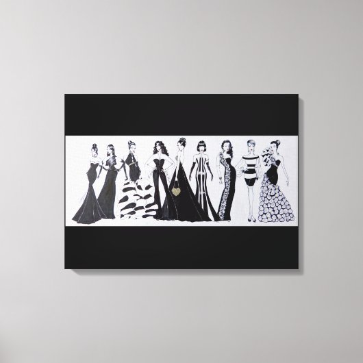 Rechteckige Leinwand Blk & Wht Fashion Print (Vorderseite)