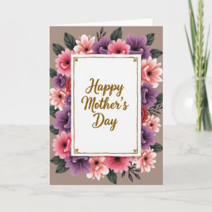 Rechteckige Muttertags-Karte mit floralen Motiven Karte