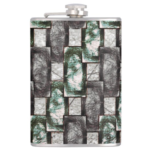 Rechteckige Plaques, geschnitzt und gefärbt, grau Flachmann (Vorderseite)