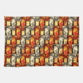 Rechteckige, rötlich und beige gearbeitete Stücke Geschirrtuch (Horizontal)