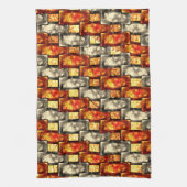 Rechteckige, rötlich und beige gearbeitete Stücke Geschirrtuch (Vertikal)