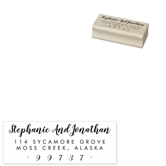 Rechteckige rustikale Hochzeitsskript-Rücksendeadr Gummistempel (Stempel)