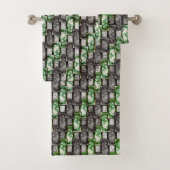 Rechteckige Schnitte und gefärbte, graugrüne Badhandtuch Set (Insitu)