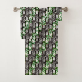 Rechteckige Schnitte und gefärbte, graugrüne Badhandtuch Set