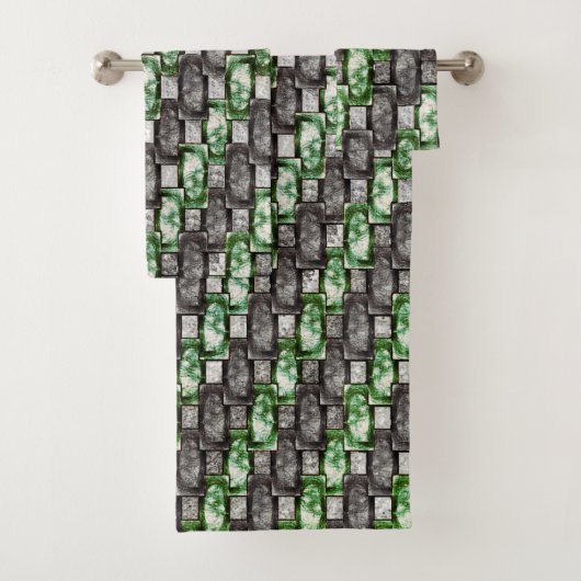 Rechteckige Schnitte und gefärbte, graugrüne Badhandtuch Set (Insitu)