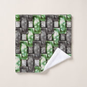 Rechteckige Schnitte und gefärbte, graugrüne Badhandtuch Set (Waschlappen)