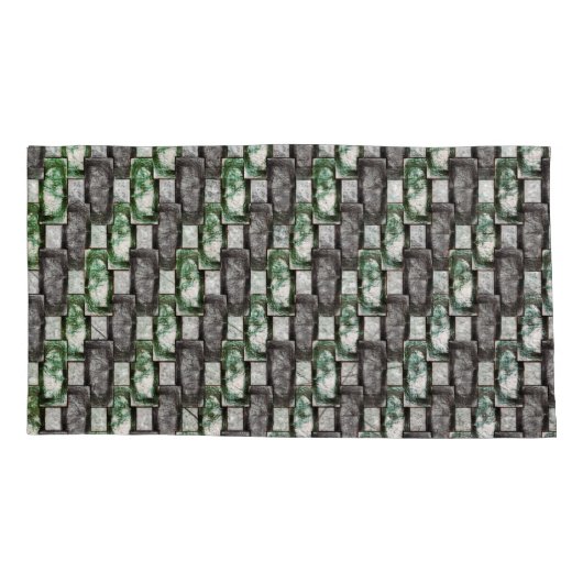 Rechteckige Schnitte und gefärbte, graugrüne Kissenbezug (Rückseite-Links)