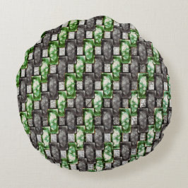 Rechteckige Schnitte und gefärbte, graugrüne Rundes Kissen