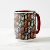 Rechteckige Schnitzereien und gepunktet, braun grü Tasse (VorderseiteRechts)