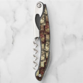 Rechteckige Schnitzereien und gepunktet, goldgelb Kellnermesser (Vorderseite)