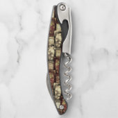 Rechteckige Schnitzereien und gepunktet, goldgelb Kellnermesser (Rückseite)