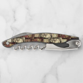 Rechteckige Schnitzereien und gepunktet, goldgelb Kellnermesser (Rückseite)