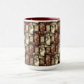 Rechteckige Schnitzereien und gepunktet, goldgelb Tasse (Zentrum)