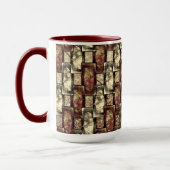 Rechteckige Schnitzereien und gepunktet, goldgelb Tasse (Links)