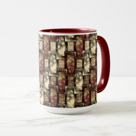 Rechteckige Schnitzereien und gepunktet, goldgelb Tasse