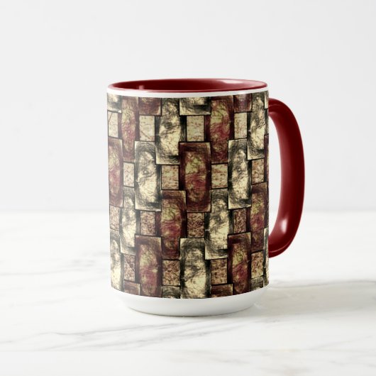 Rechteckige Schnitzereien und gepunktet, goldgelb Tasse (VorderseiteRechts)