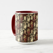 Rechteckige Schnitzereien und gepunktet, goldgelb Tasse (Vorderseite Links)