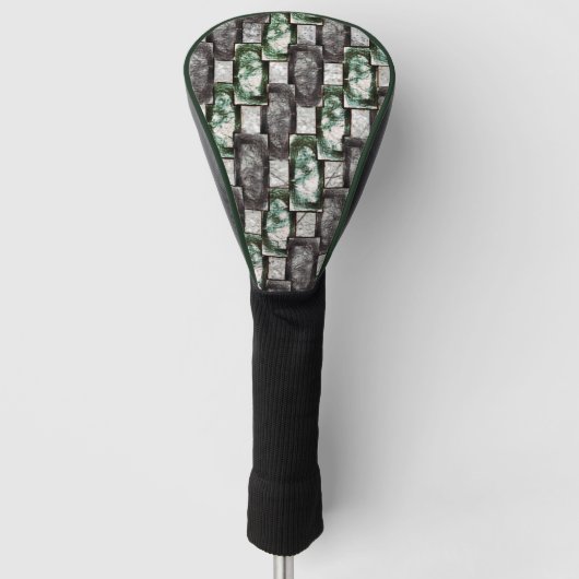 Rechteckige Schnitzereien und gepunktet, grün grau Golf Headcover (Vorderseite)