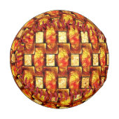 Rechteckige Teller, geschnitzt und farbig, orange Baseball (Vorderseite Links)