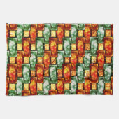 Rechteckige Teller, geschnitzt und gefärbt, rot gr Geschirrtuch (Horizontal)