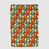 Rechteckige Teller, geschnitzt und gefärbt, rot gr Golfhandtuch (Vorderseite)