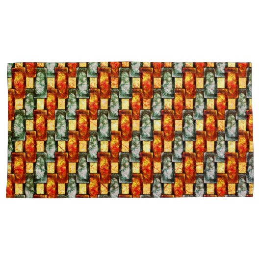 Rechteckige Teller, geschnitzt und gefärbt, rot gr Kissenbezug (Vorderseite-Rechts)