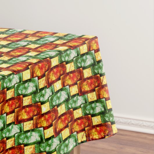 Rechteckige Teller, geschnitzt und gefärbt, rot gr Tischdecke (Beispiel)