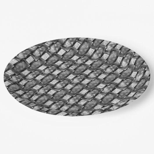 Rechteckige Teller geschnitzt und gefärbt, schwarz (Schrägansicht)