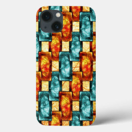 Rechteckige Teller, geschnitzt und gefärbt, Zyanor Case-Mate iPhone Hülle
