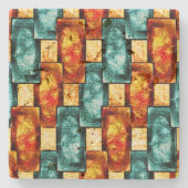 Rechteckige Teller, geschnitzt und gefärbt, Zyanor Steinuntersetzer (Vorderseite)