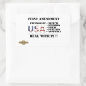 rechteckiger Aufkleber "ERSTE ÄNDERUNG" (Tasche)