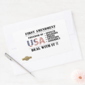 rechteckiger Aufkleber "ERSTE ÄNDERUNG" (Umschlag)