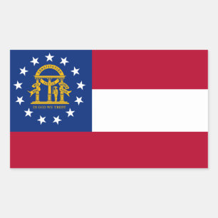 Rechteckiger Aufkleber mit der Flagge von Georgia