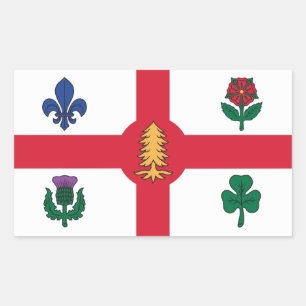 Rechteckiger Aufkleber mit der Flagge von Montreal