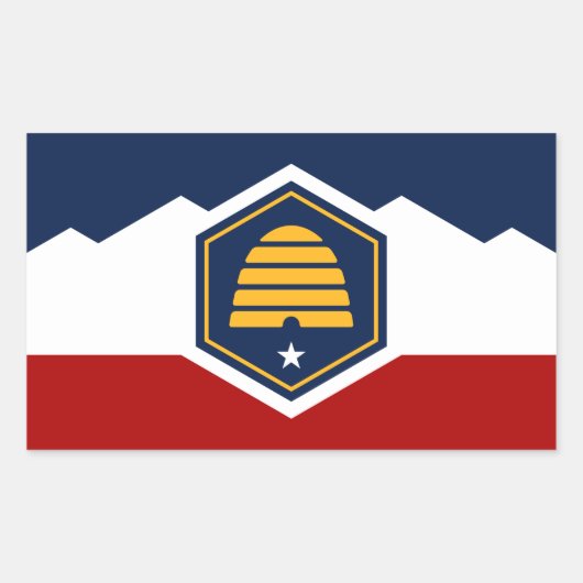 Rechteckiger Aufkleber mit der Flagge von Utah, US (Vorderseite)