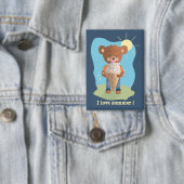 Rechteckiger Pin-Button mit Bär, der Eis isst Button (Insitu)