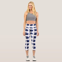 Rechteckiges Sapphire Blue Capri Leggings