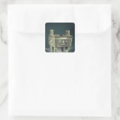 Rechteckiges 'ting'-Gefäß mit menschlichen Gesicht Quadratischer Aufkleber (Tasche)