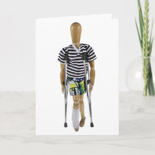 Rechtes Bein im Gips mit Krücken Karte