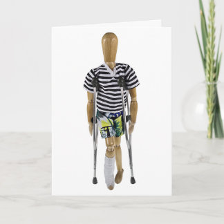 Rechtes Bein im Gips mit Krücken Karte