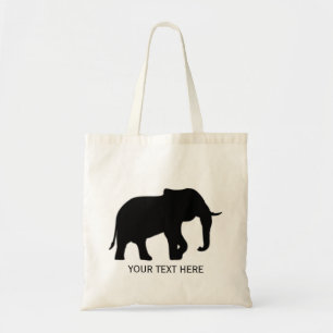 Rechtes Elefant-Silhouetteschwarzes + Ihr Tragetasche