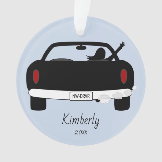 Rechtes Handantrieb Neuer Fahrer Mädchen Ornament (Vorderseite)